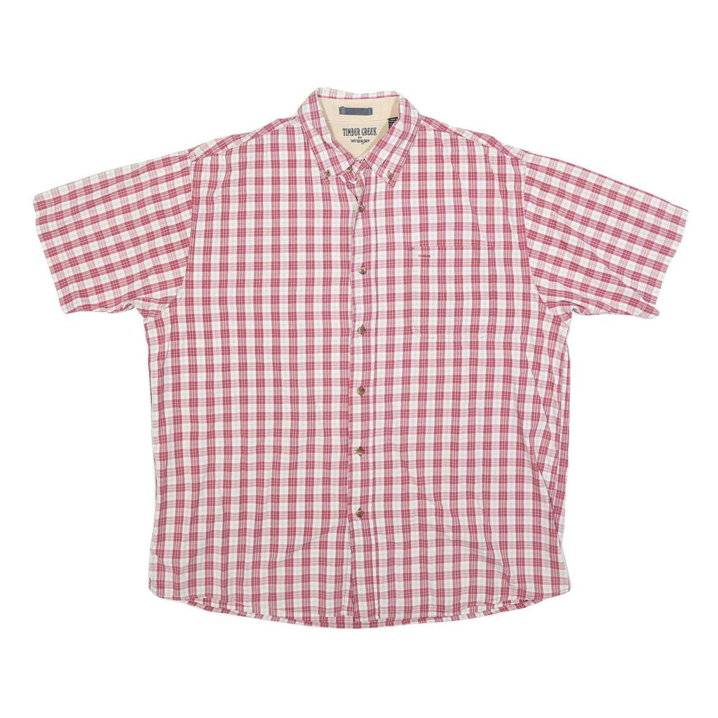 WRANGLER Mens Red & White Check Shirt L Casual Cotton Blend Button-Down