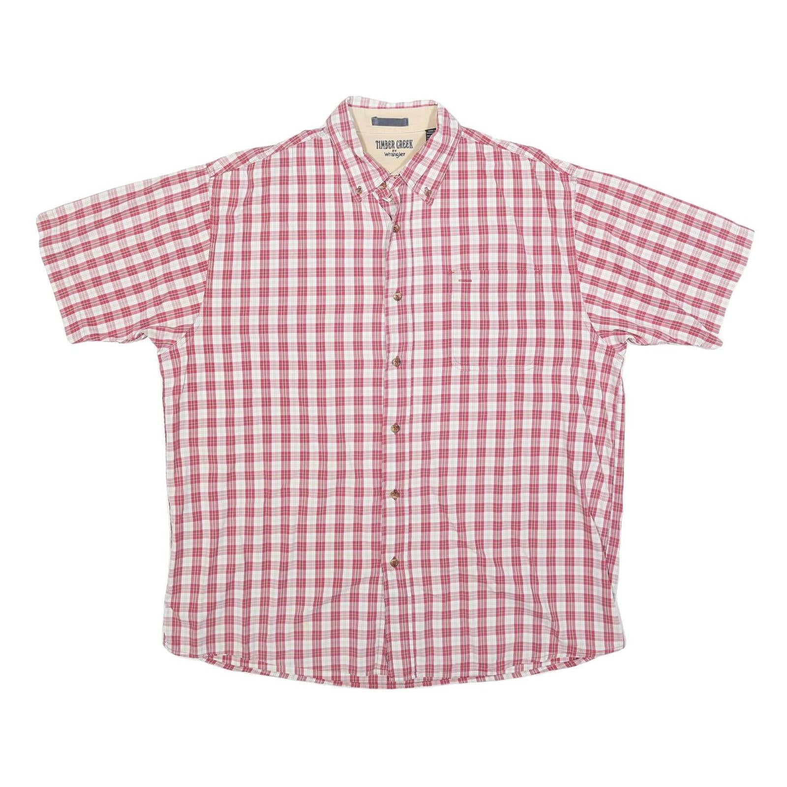 WRANGLER Mens Red & White Check Shirt L Casual Cotton Blend Button-Down