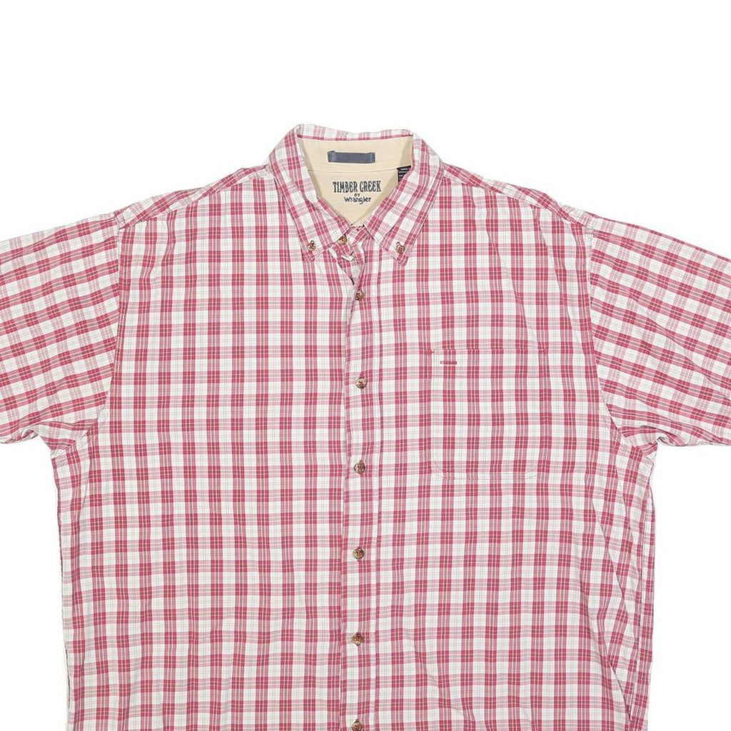WRANGLER Mens Red & White Check Shirt L Casual Cotton Blend Button-Down