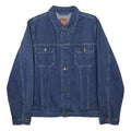MARLBORO Mens Blue Denim Jacket XL Cotton Classic Fit Button Closure Stand-Up