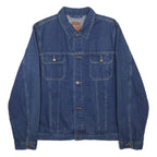 MARLBORO Mens Blue Denim Jacket XL Cotton Classic Fit Button Closure Stand-Up