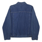 MARLBORO Mens Blue Denim Jacket XL Cotton Classic Fit Button Closure Stand-Up