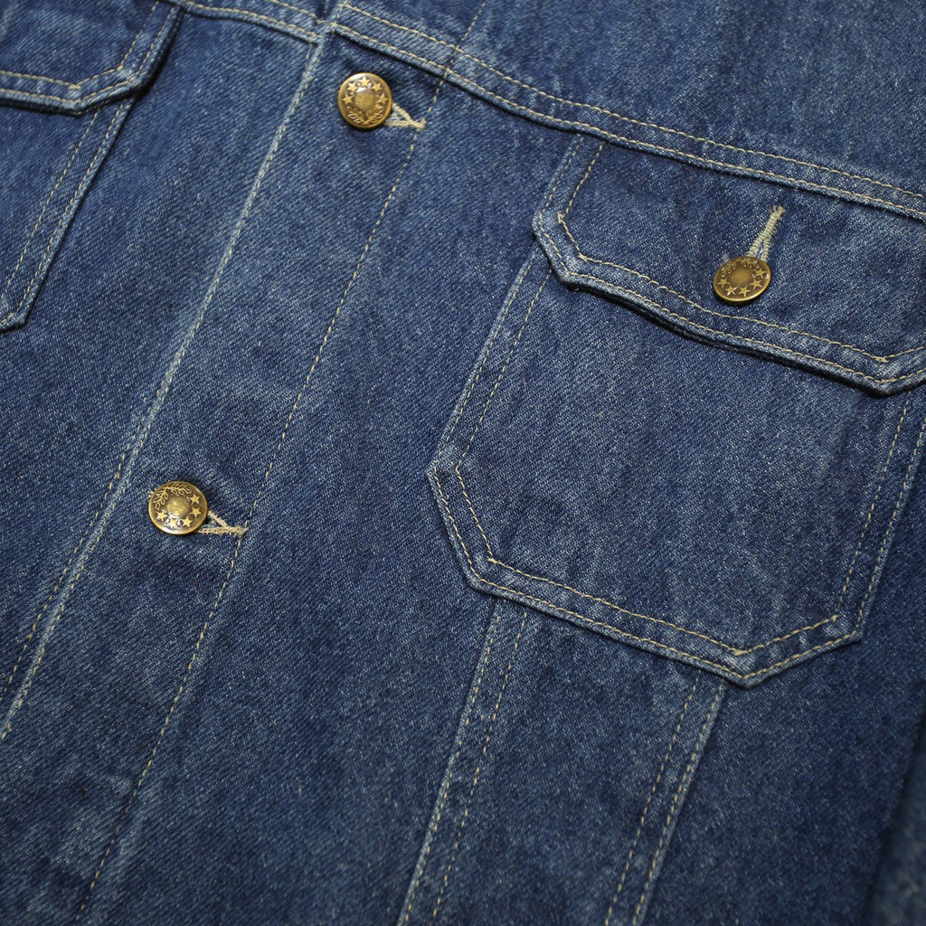 MARLBORO Mens Blue Denim Jacket XL Cotton Classic Fit Button Closure Stand-Up