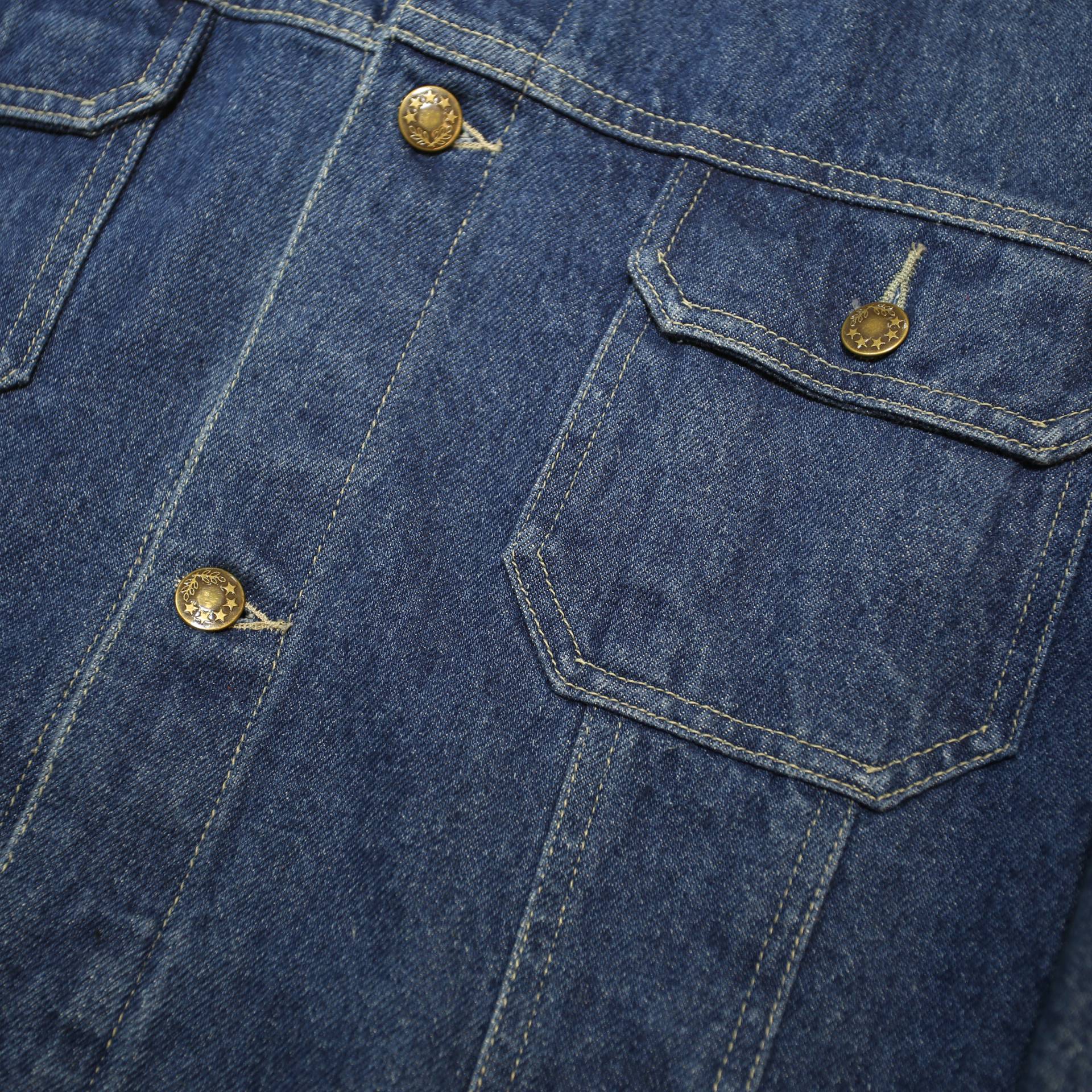 MARLBORO Mens Blue Denim Jacket XL Cotton Classic Fit Button Closure Stand-Up