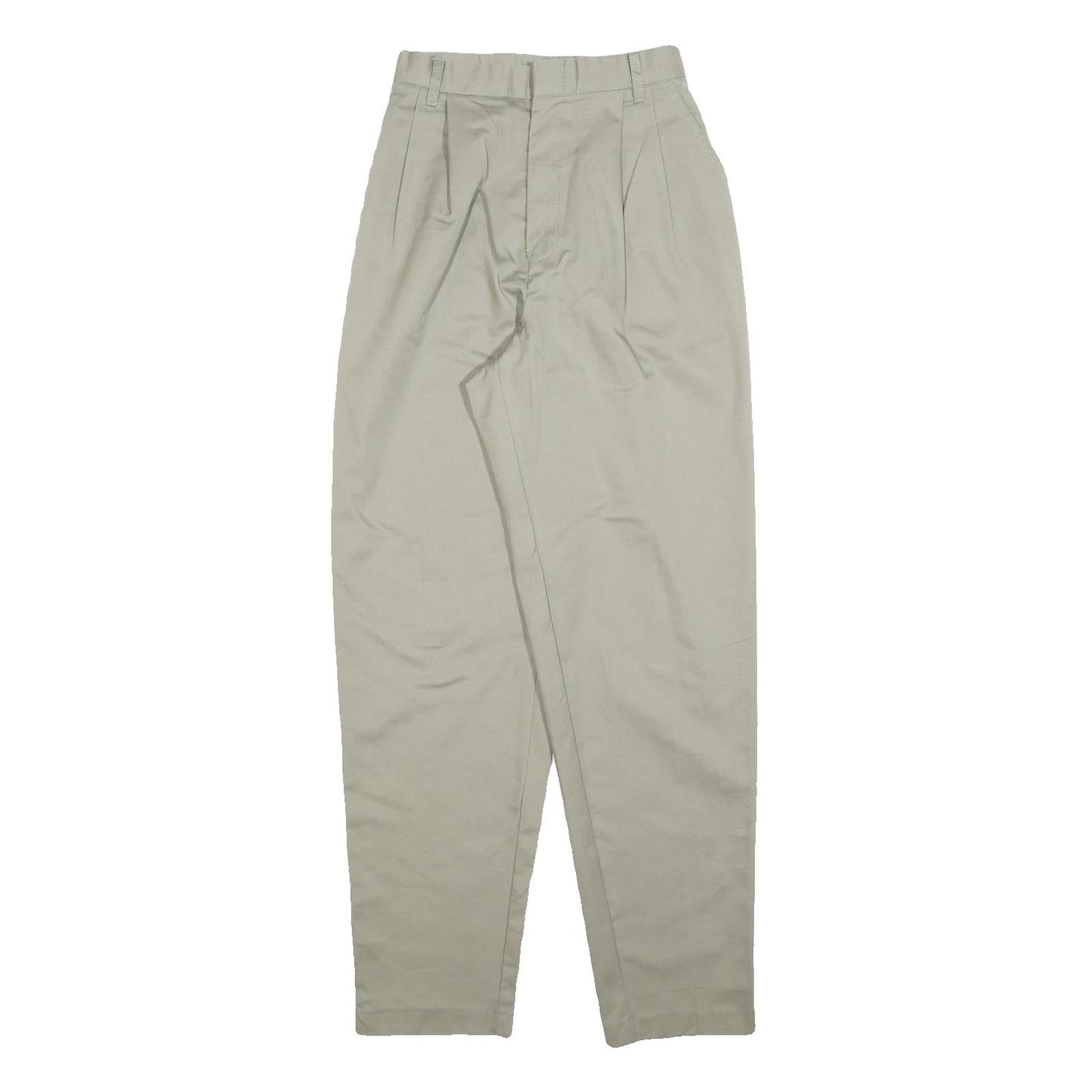 CHIC Womens Regular Fit Beige Cotton Blend Trousers W24 L29 Zip Closure