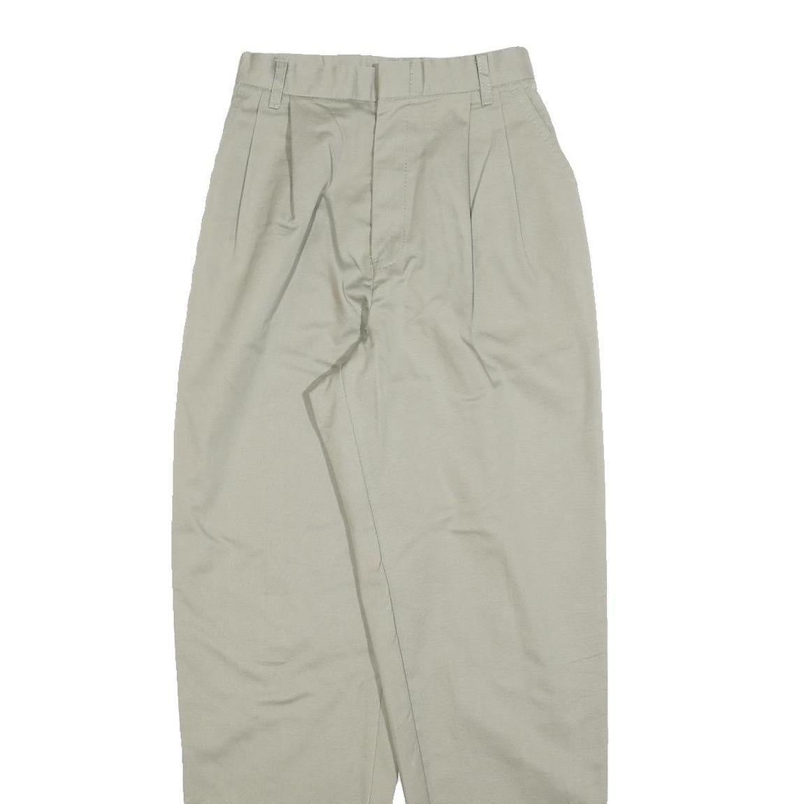 CHIC Womens Regular Fit Beige Cotton Blend Trousers W24 L29 Zip Closure