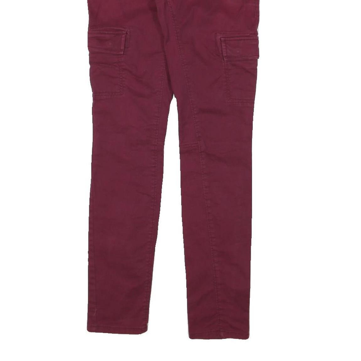 ARMANI EXCHANGE Womens Cotton Blend Burgundy Slim Trousers W28 L29 Cargo Pockets
