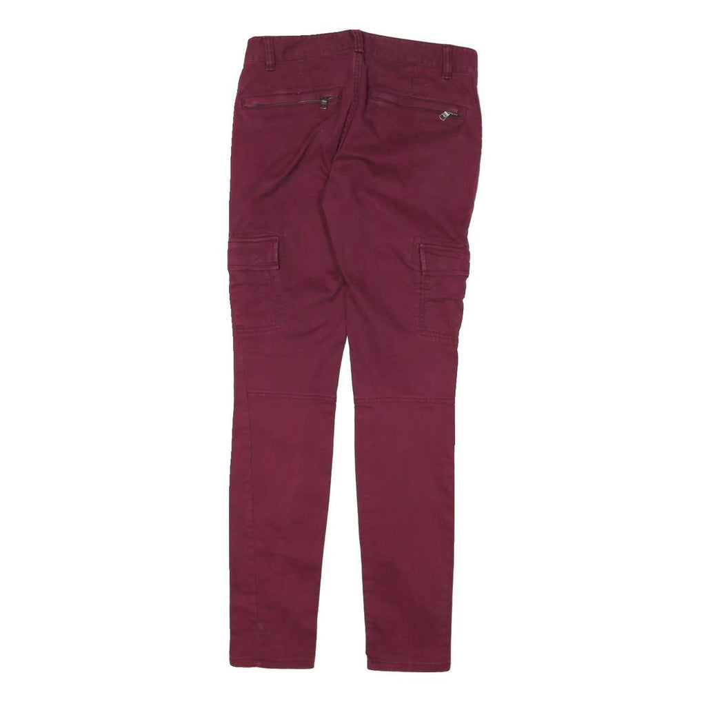 ARMANI EXCHANGE Womens Cotton Blend Burgundy Slim Trousers W28 L29 Cargo Pockets