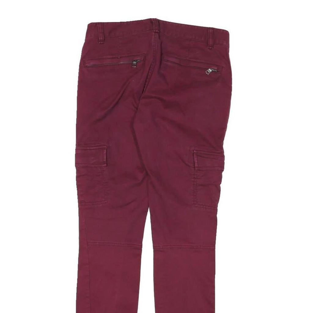 ARMANI EXCHANGE Womens Cotton Blend Burgundy Slim Trousers W28 L29 Cargo Pockets