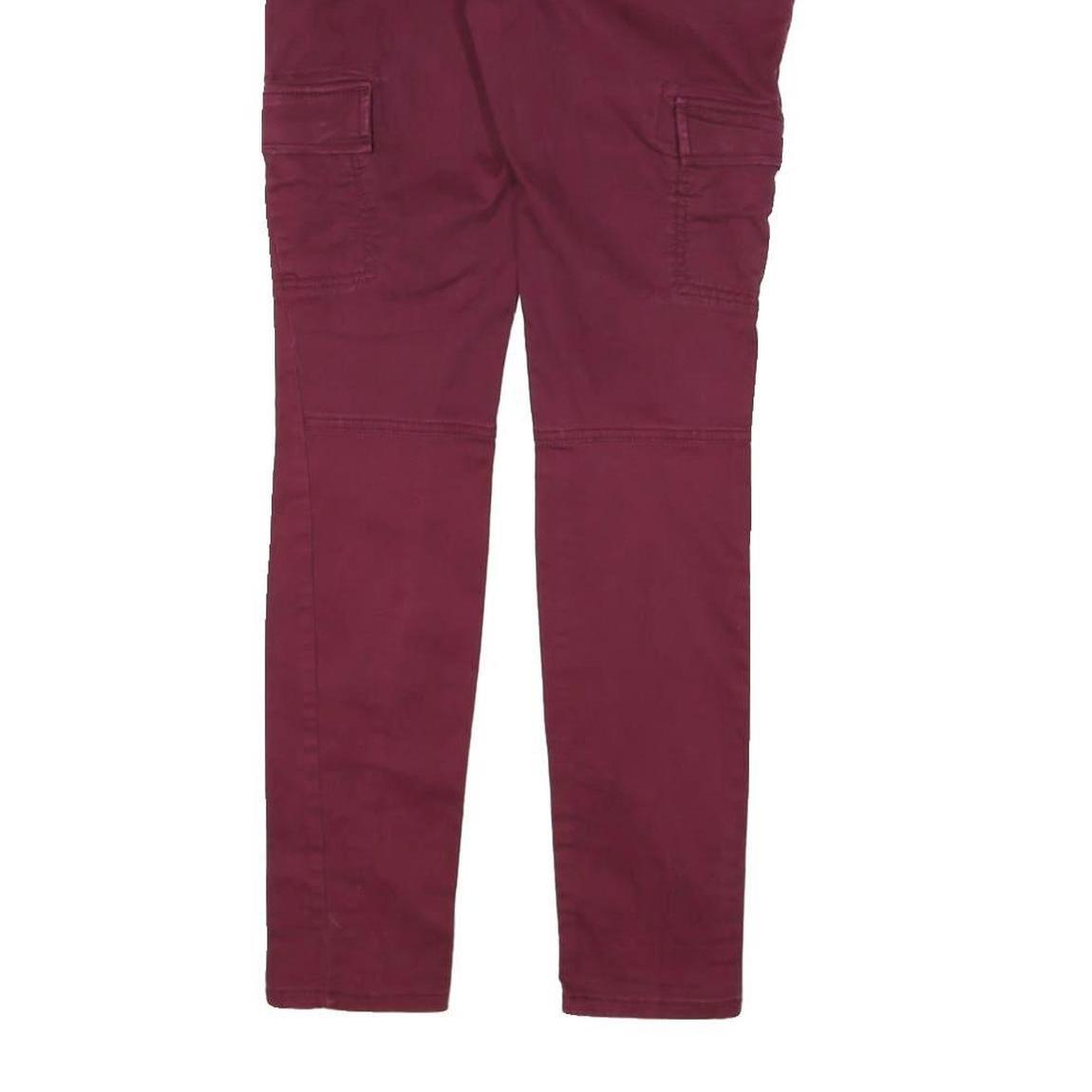 ARMANI EXCHANGE Womens Cotton Blend Burgundy Slim Trousers W28 L29 Cargo Pockets