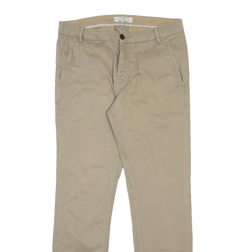ALL SAINTS Mens Slim Beige Cotton Trousers W30 L31 Casual Zip Closure