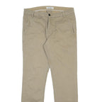 ALL SAINTS Mens Slim Beige Cotton Trousers W30 L31 Casual Zip Closure