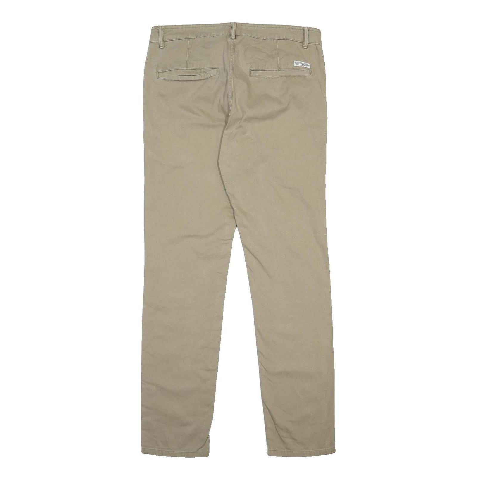 ALL SAINTS Mens Slim Beige Cotton Trousers W30 L31 Casual Zip Closure