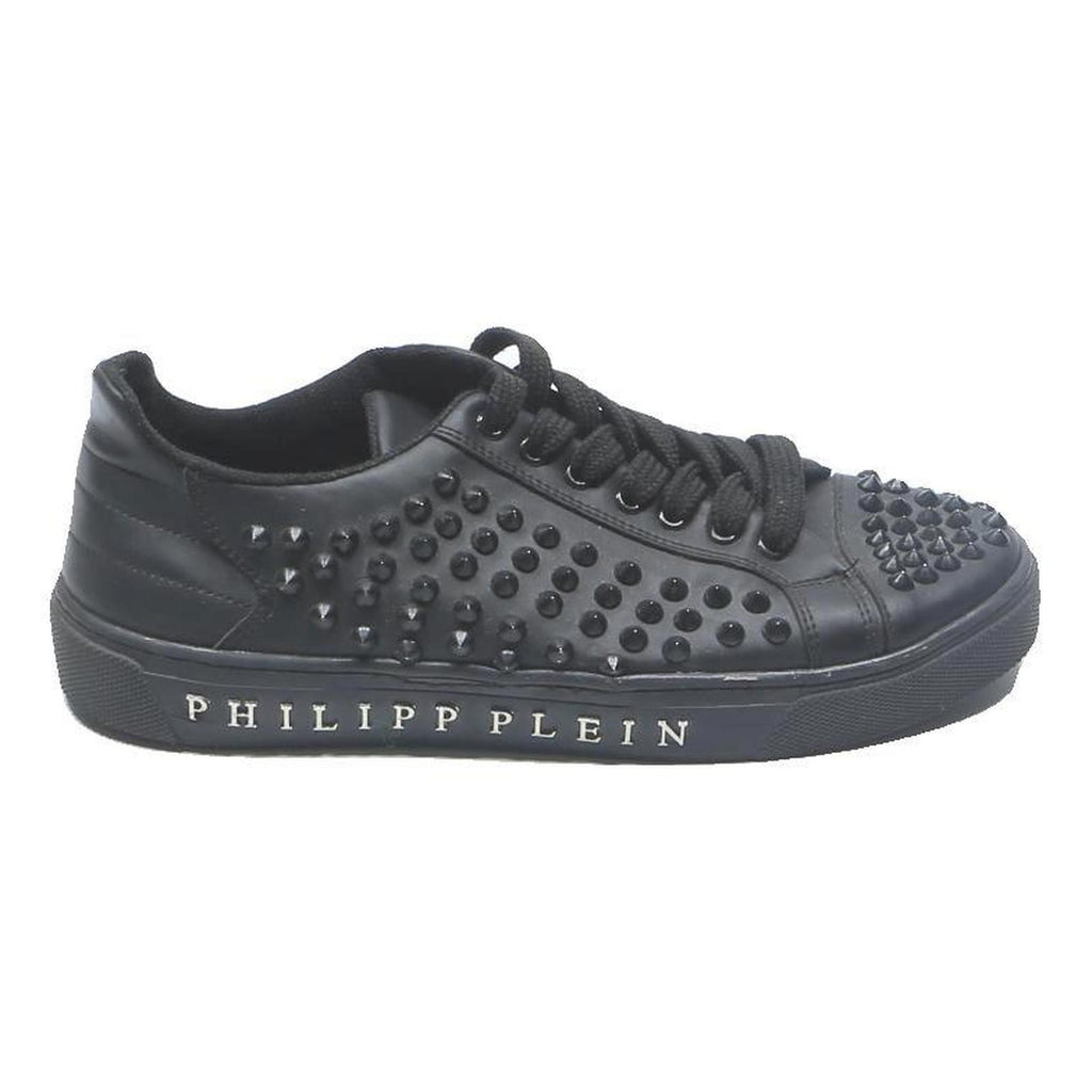 PHILIPP PLEIN Womens Studded Leather Low Top Trainers Black UK 7 Fashion