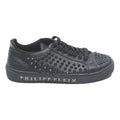 PHILIPP PLEIN Womens Studded Leather Low Top Trainers Black UK 7 Fashion