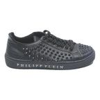 PHILIPP PLEIN Womens Studded Leather Low Top Trainers Black UK 7 Fashion
