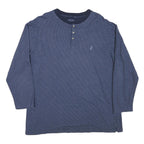 NAUTICA Mens Blue Long Sleeve Henley Shirt L Cotton Blend Classic Comfort