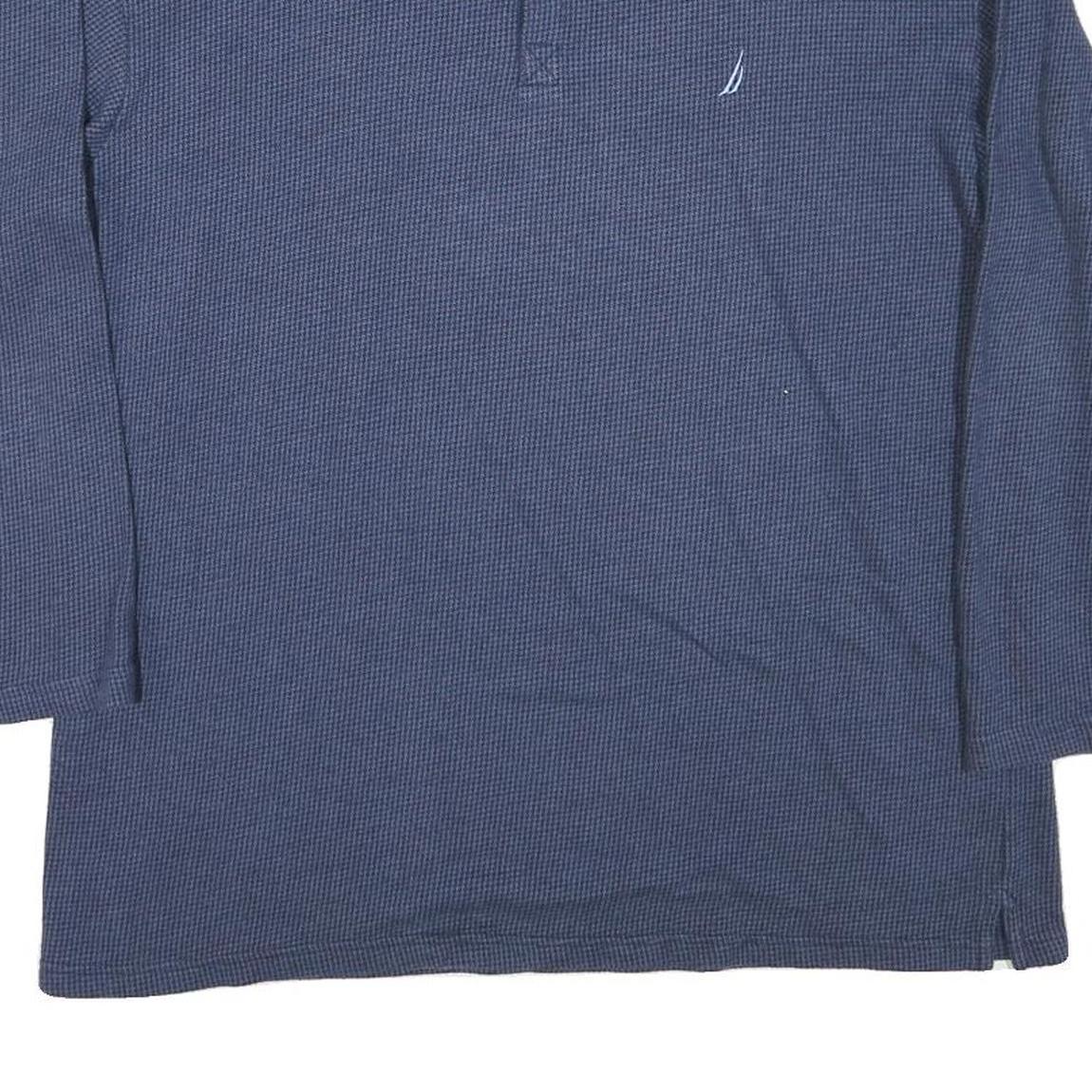 NAUTICA Mens Blue Long Sleeve Henley Shirt L Cotton Blend Classic Comfort