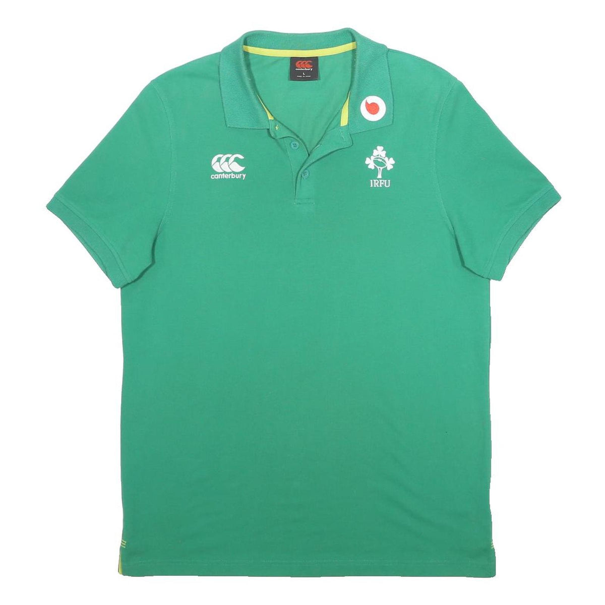 CANTERBURY Mens Green Polo Shirt L IRFU Rugby Short Sleeve