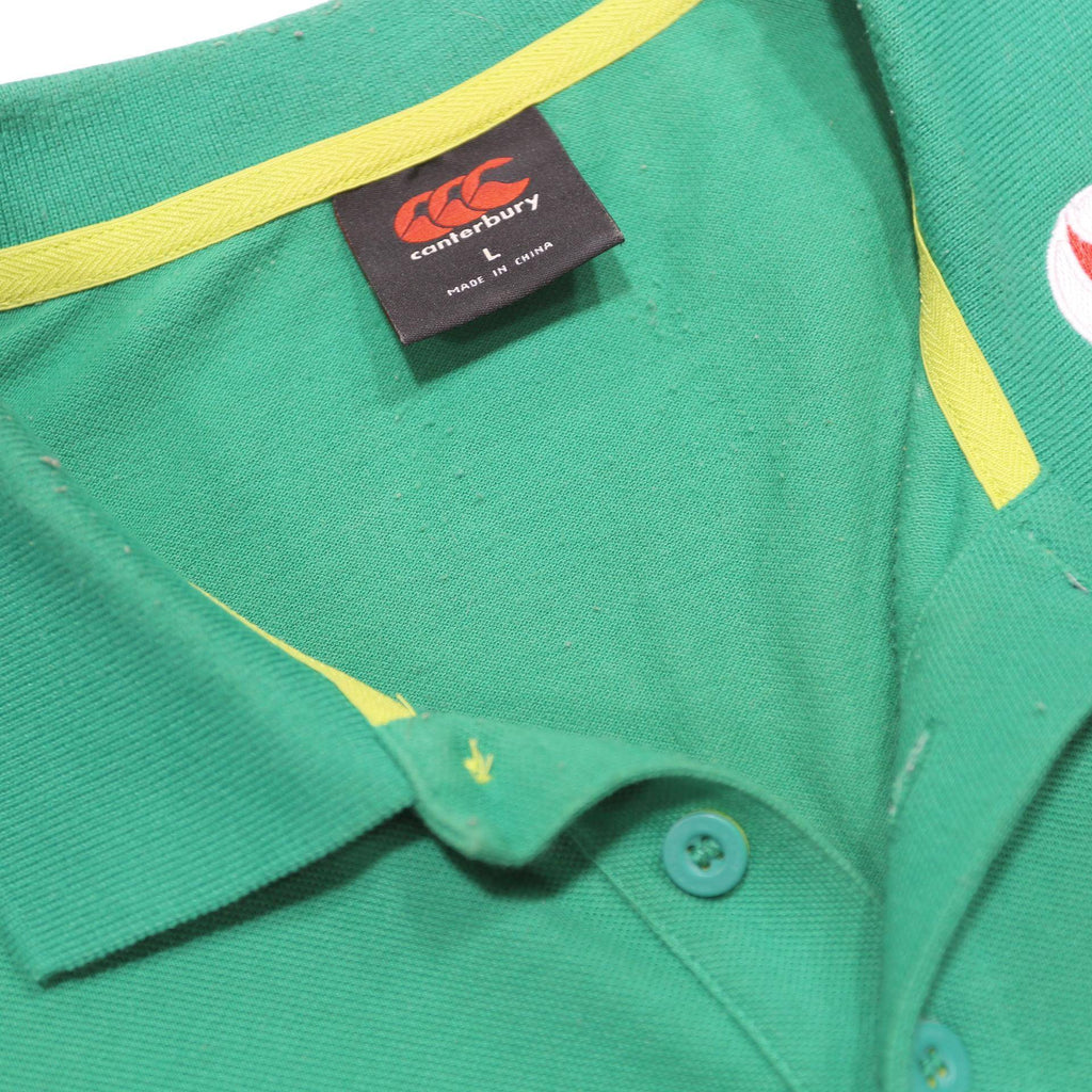 CANTERBURY Mens Green Polo Shirt L IRFU Rugby Short Sleeve