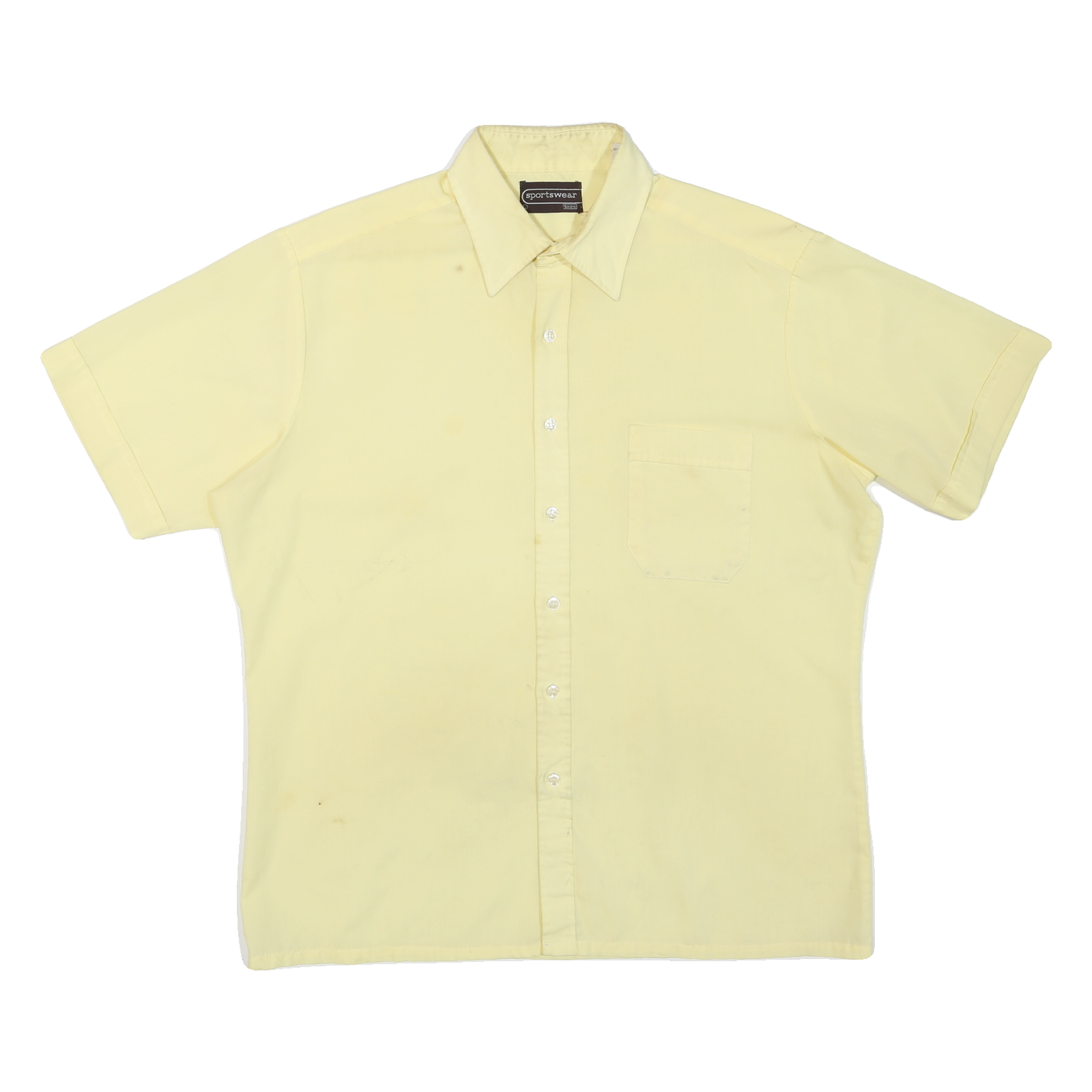 SPORTSWEAR Mens Yellow Shirt L Polyester Blend Short Sleeve Casual