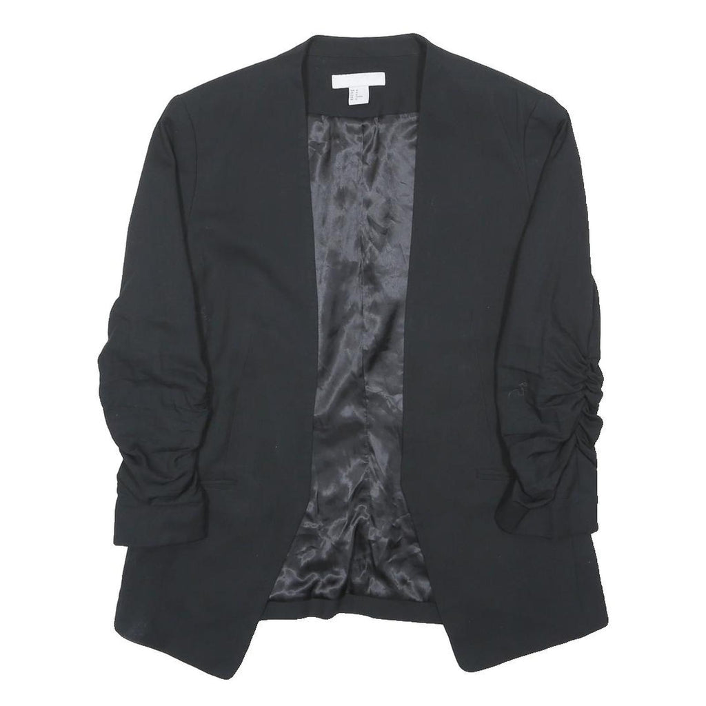 H&M Womens Black Tailored Blazer S Polyester Blend Woven Plain Button Closure