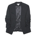 H&M Womens Black Tailored Blazer S Polyester Blend Woven Plain Button Closure
