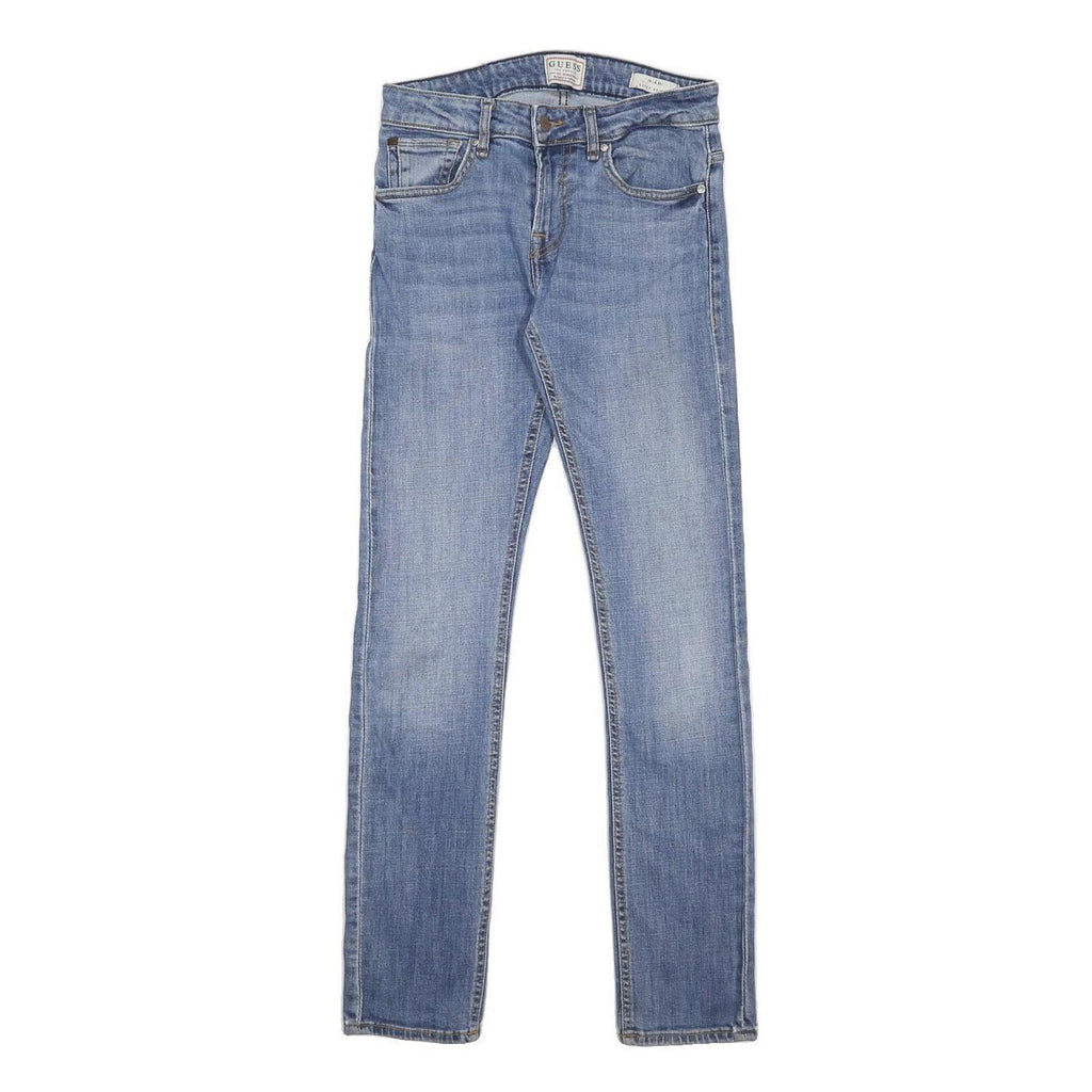 GUESS Mens Slim Blue Denim Skinny Jeans Cotton Blend W29 L32 Stylish Zip Closure