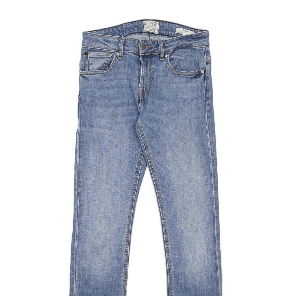 GUESS Mens Slim Blue Denim Skinny Jeans Cotton Blend W29 L32 Stylish Zip Closure
