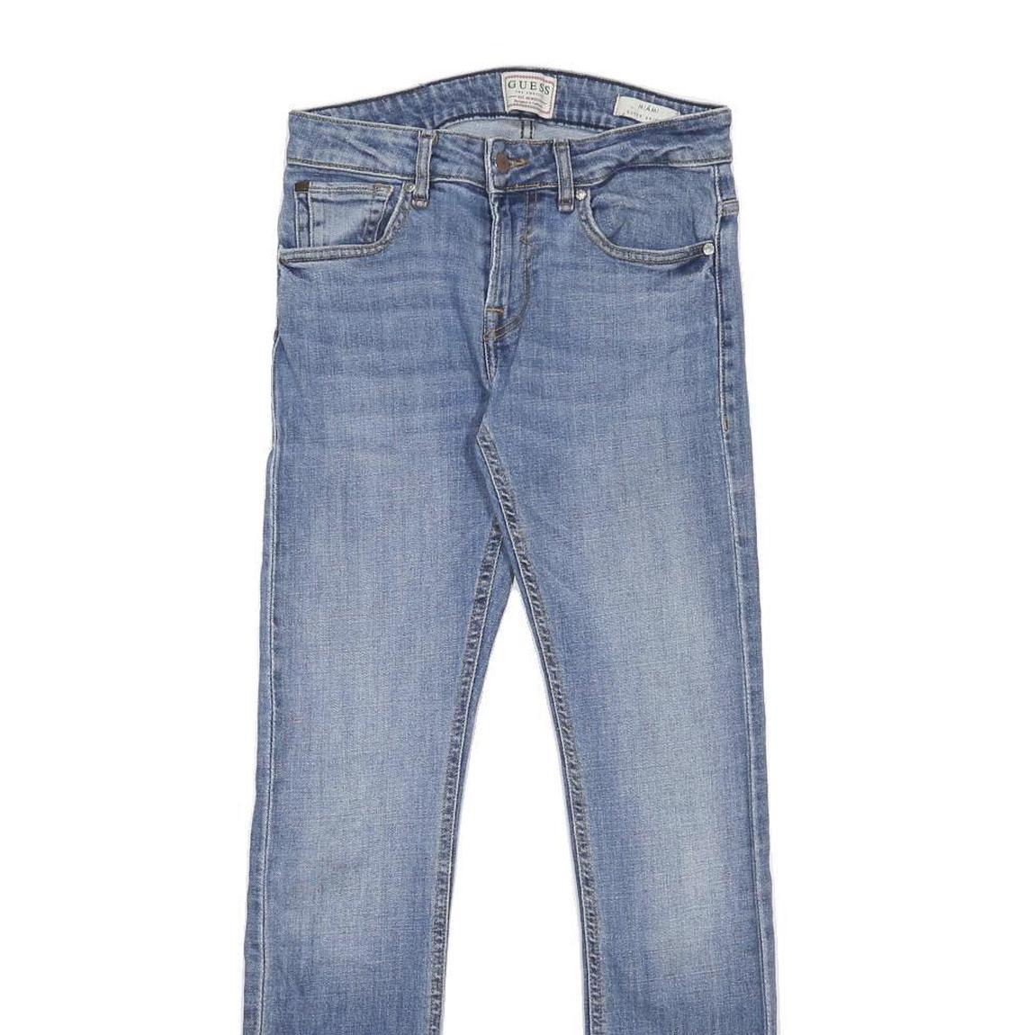 GUESS Mens Slim Blue Denim Skinny Jeans Cotton Blend W29 L32 Stylish Zip Closure