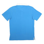ADIDAS Mens Blue & White Italy Rugby Short Sleeve Polo Shirt M Cotton