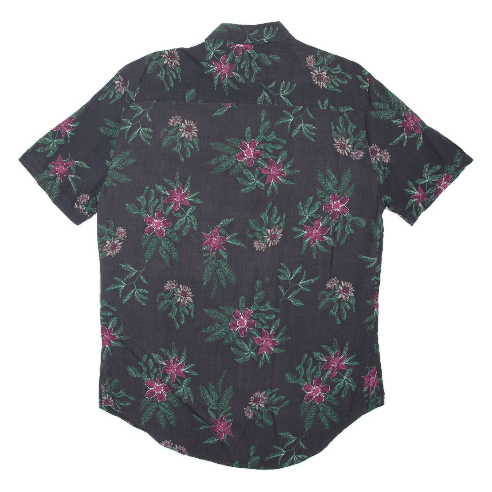 HERING Mens Shirt Black Viscose Floral L