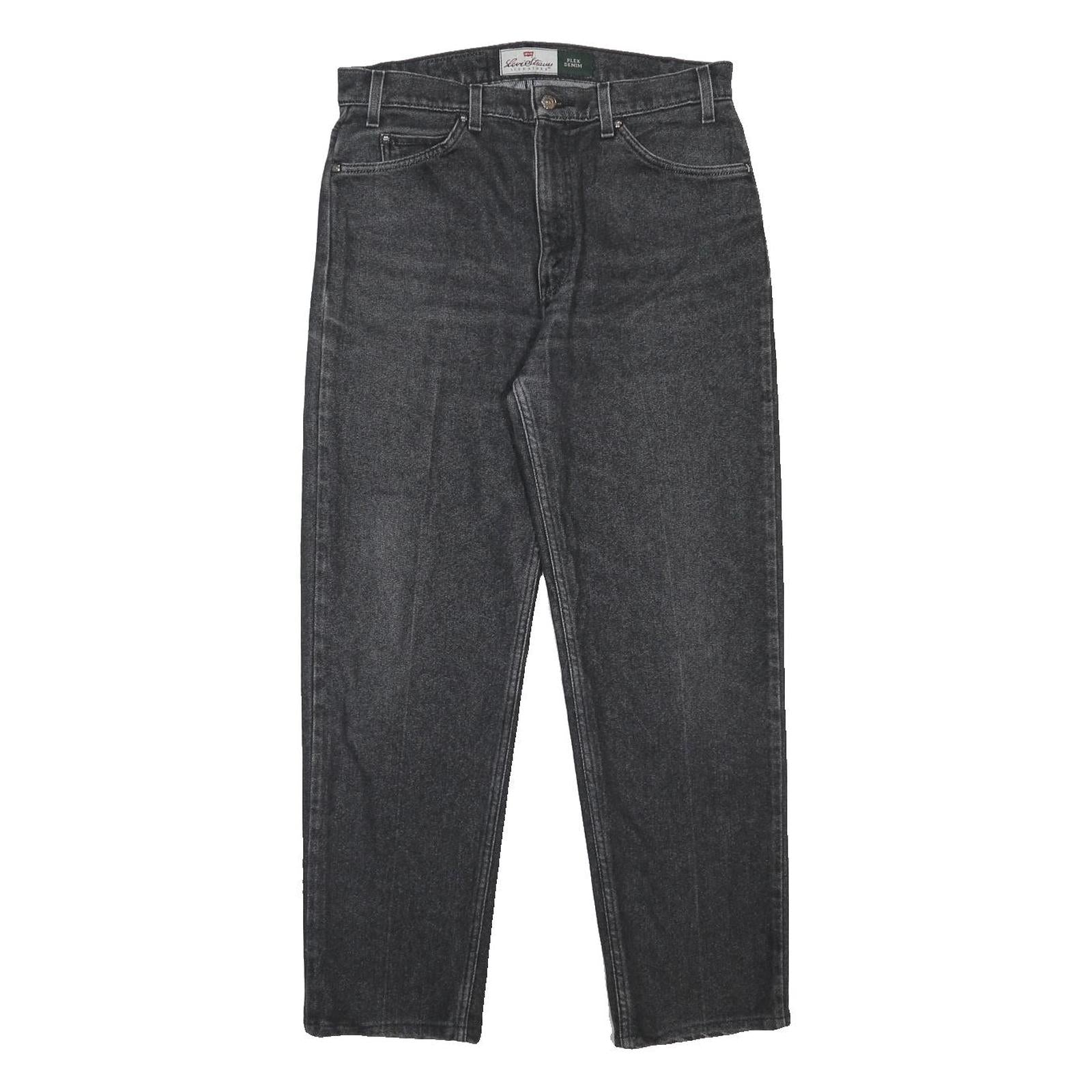 LEVI'S Signature Mens Straight Black Cotton Blend Denim Medium W33 L29 Zip