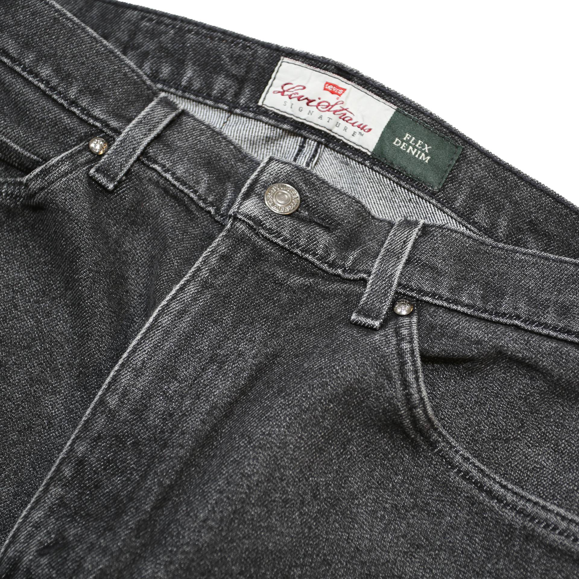 LEVI'S Signature Mens Straight Black Cotton Blend Denim Medium W33 L29 Zip