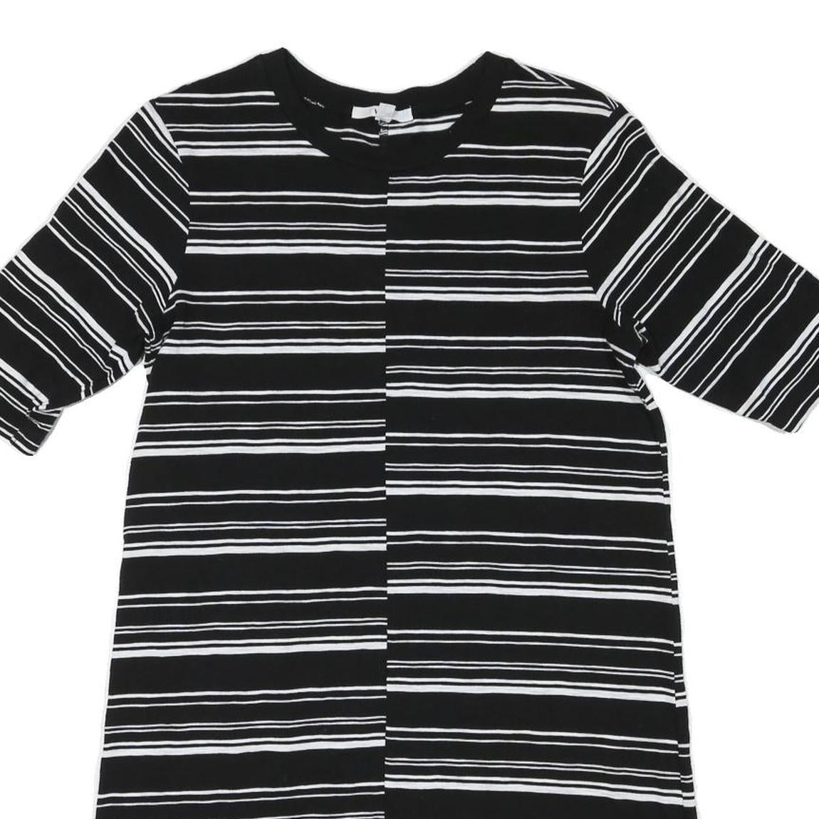 VANS Womens Black & White Striped Day Dress Cotton Blend M Casual Half Sleeve