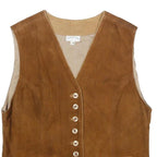 COUNTRY LINE Womens Brown Suede Button Jacket UK 8 Retro Classic Style