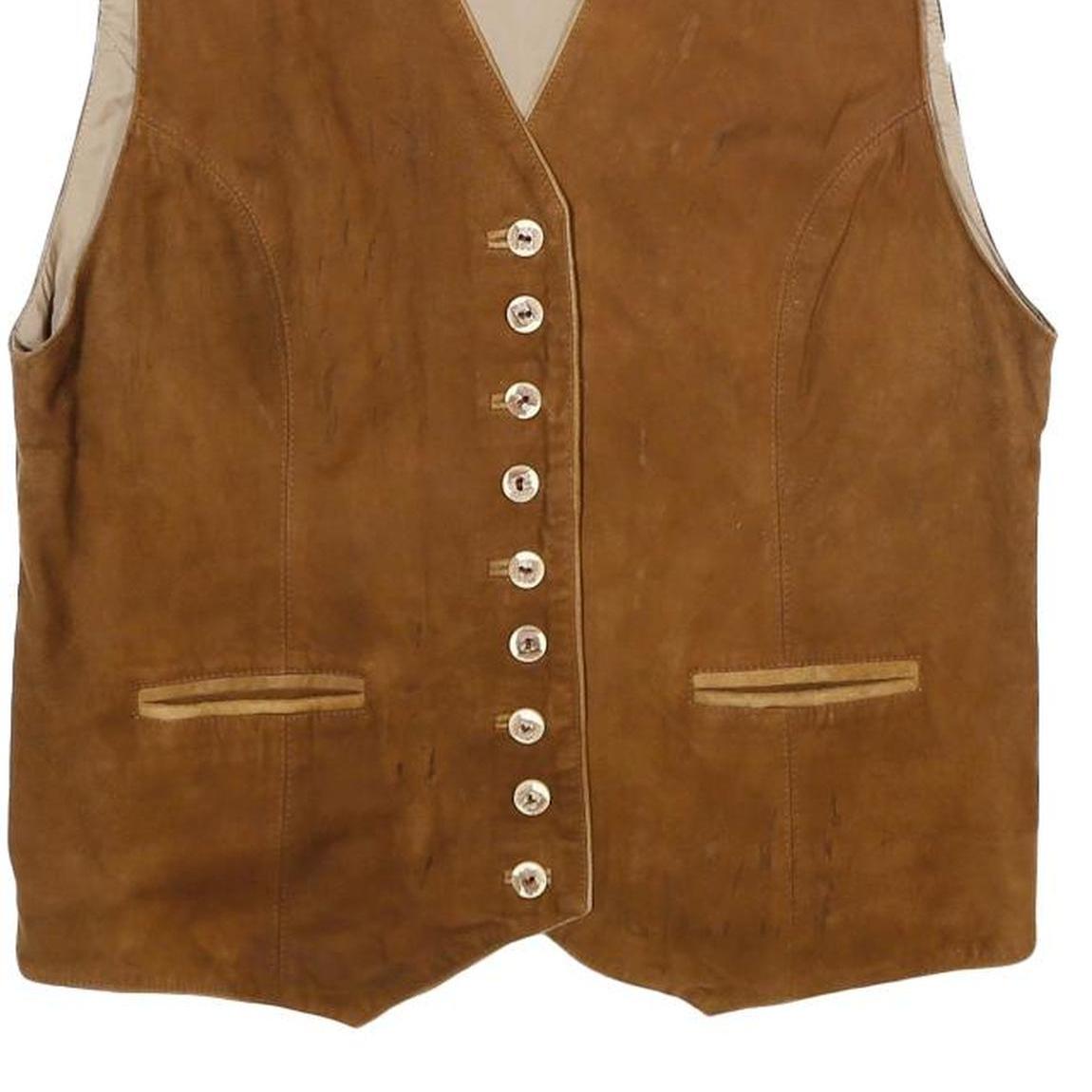 COUNTRY LINE Womens Brown Suede Button Jacket UK 8 Retro Classic Style