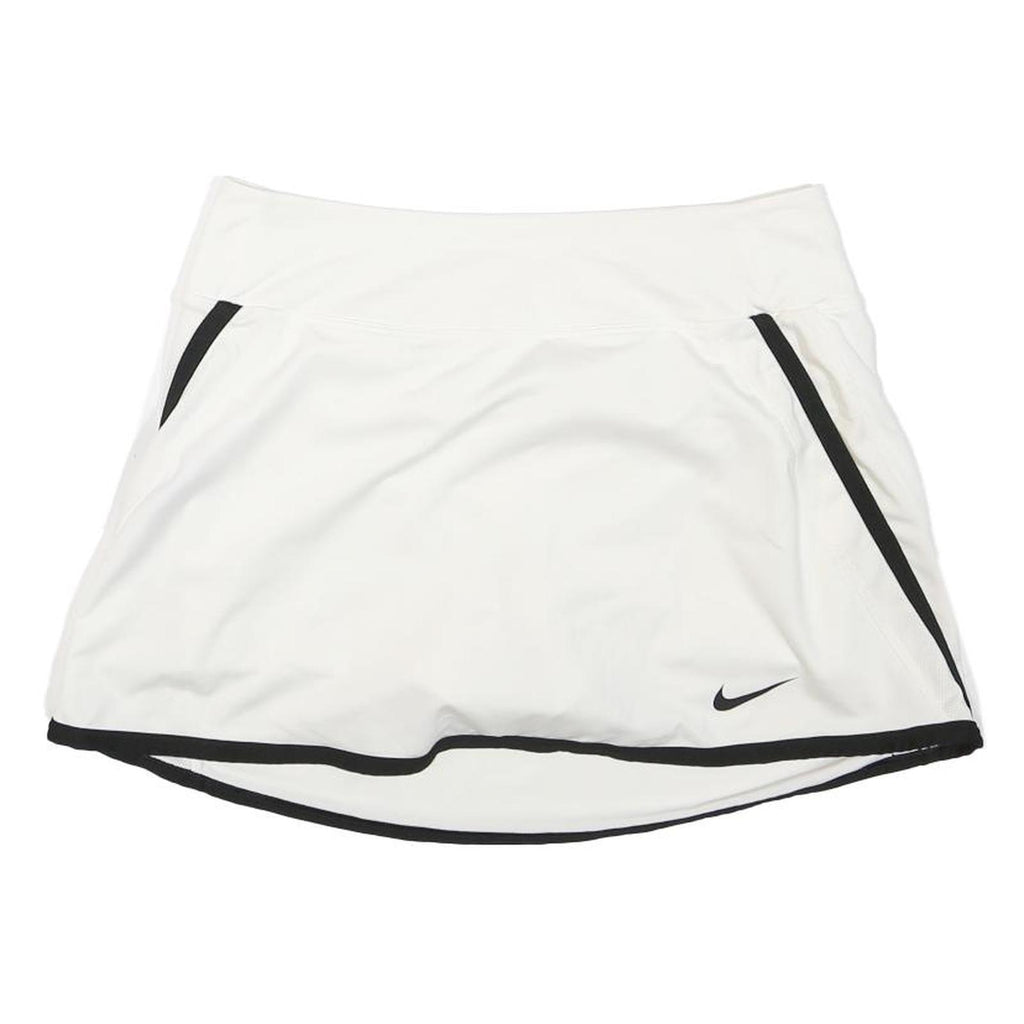 NIKE Womens White & Black Skater Short Polyester Blend S Sports Skirt with Logo