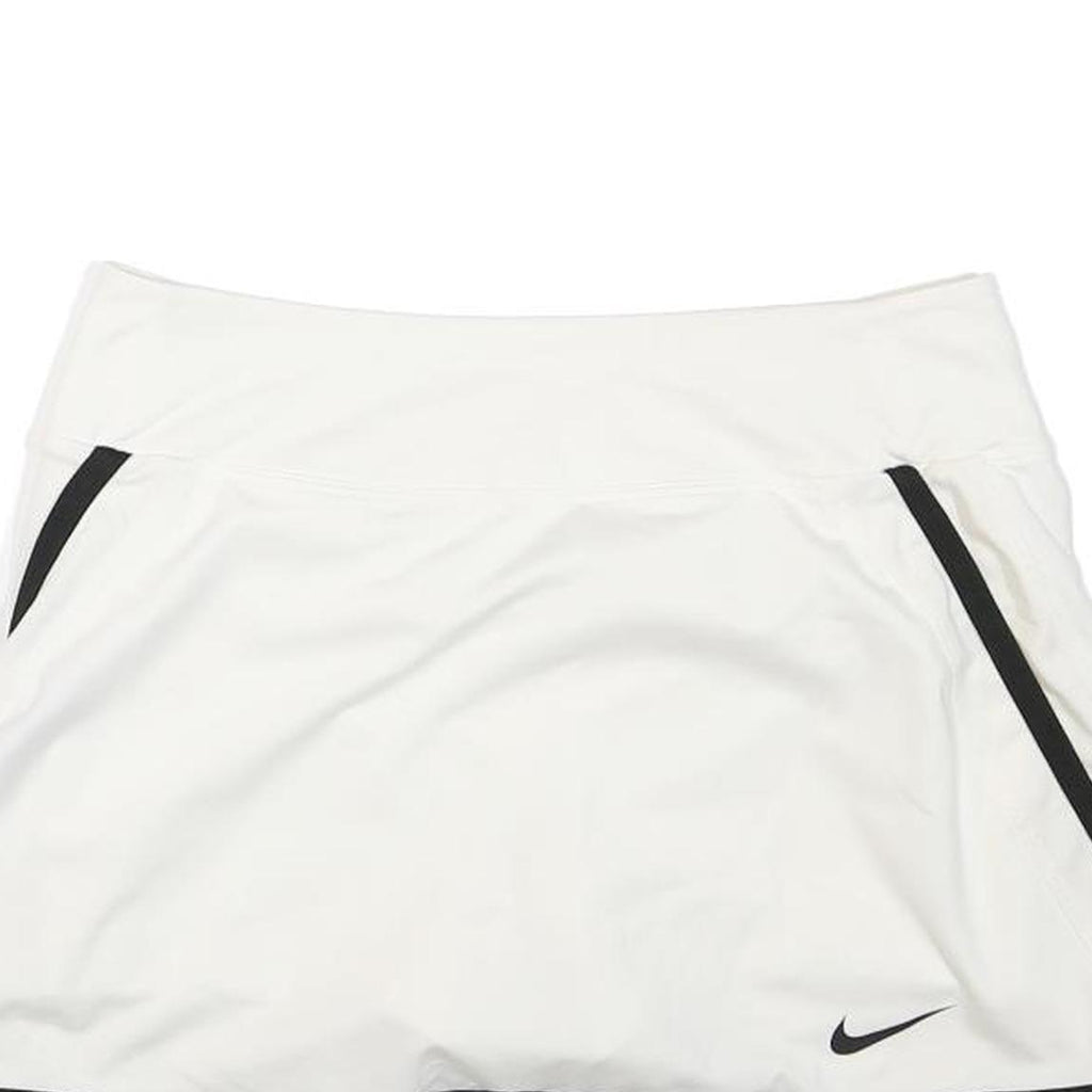 NIKE Womens White & Black Skater Short Polyester Blend S Sports Skirt with Logo