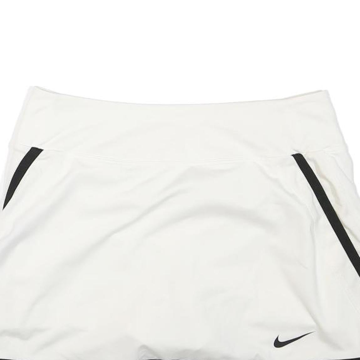 NIKE Womens White & Black Skater Short Polyester Blend S Sports Skirt with Logo