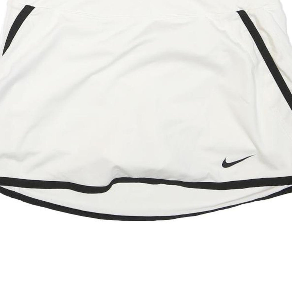 NIKE Womens White & Black Skater Short Polyester Blend S Sports Skirt with Logo