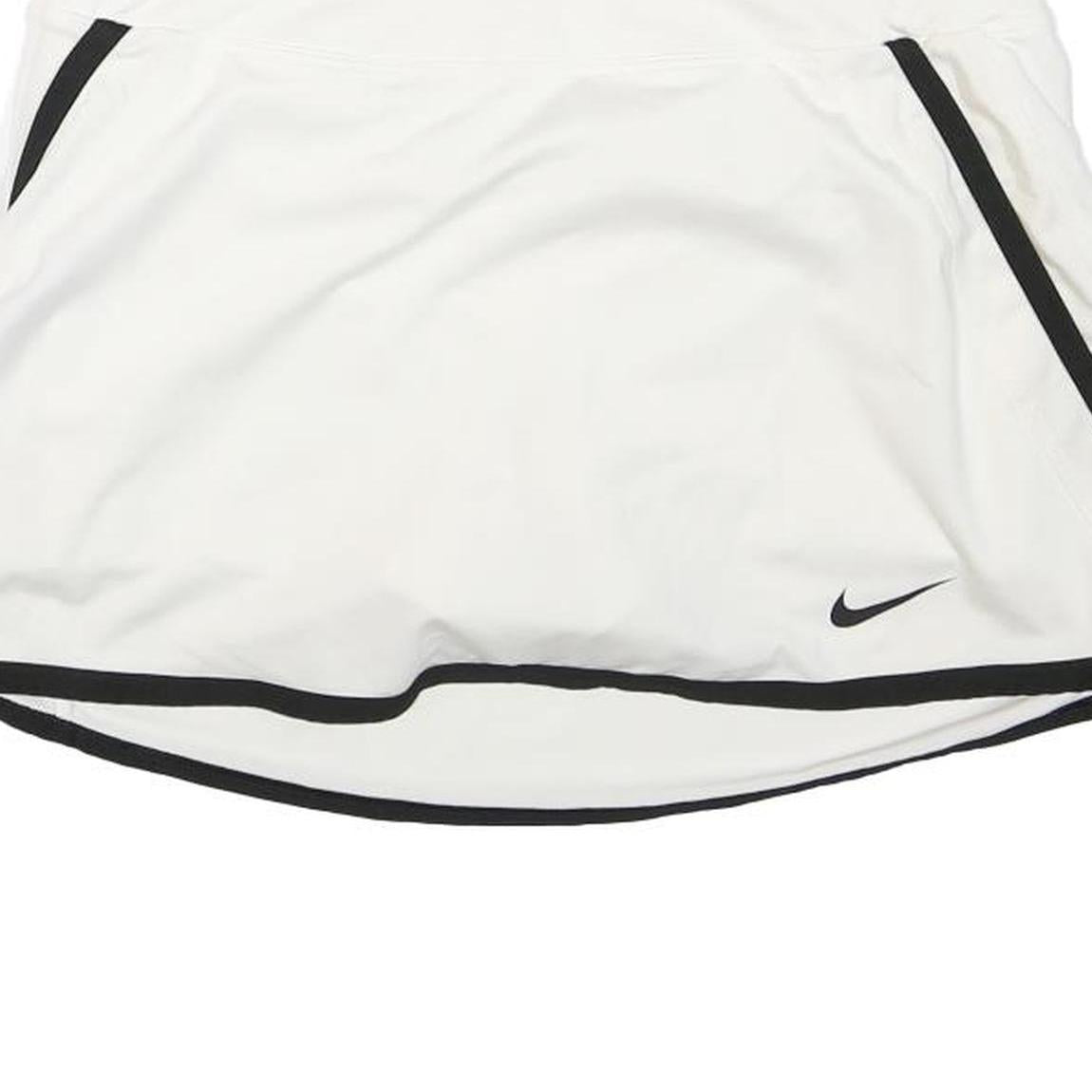 NIKE Womens White & Black Skater Short Polyester Blend S Sports Skirt with Logo