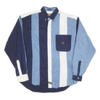 URGENT GEAR Mens Blue & White Striped Shirt M Button-Down Collar Casual Cotton