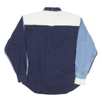 URGENT GEAR Mens Blue & White Striped Shirt M Button-Down Collar Casual Cotton