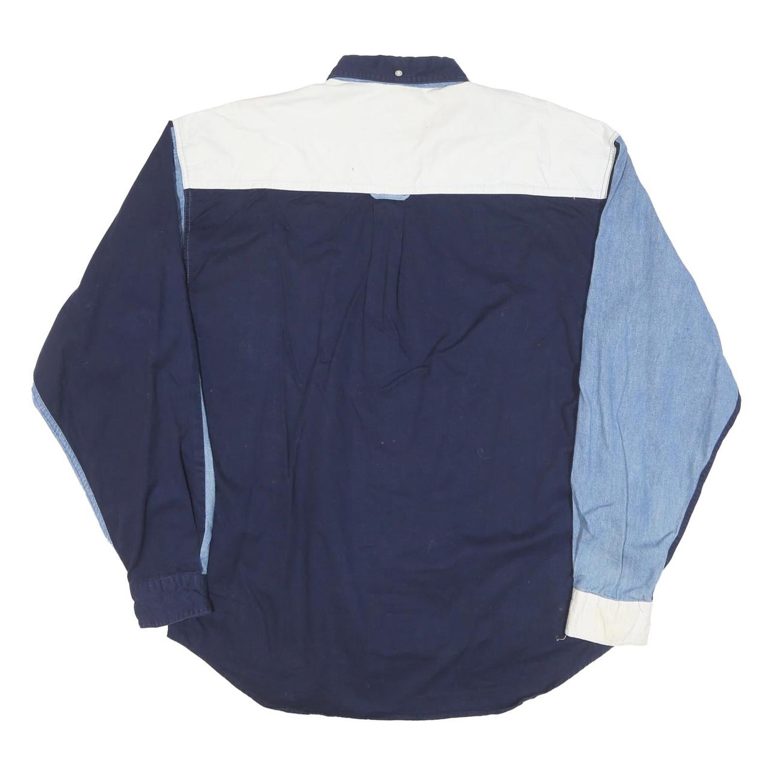 URGENT GEAR Mens Blue & White Striped Shirt M Button-Down Collar Casual Cotton