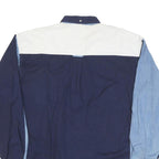 URGENT GEAR Mens Blue & White Striped Shirt M Button-Down Collar Casual Cotton