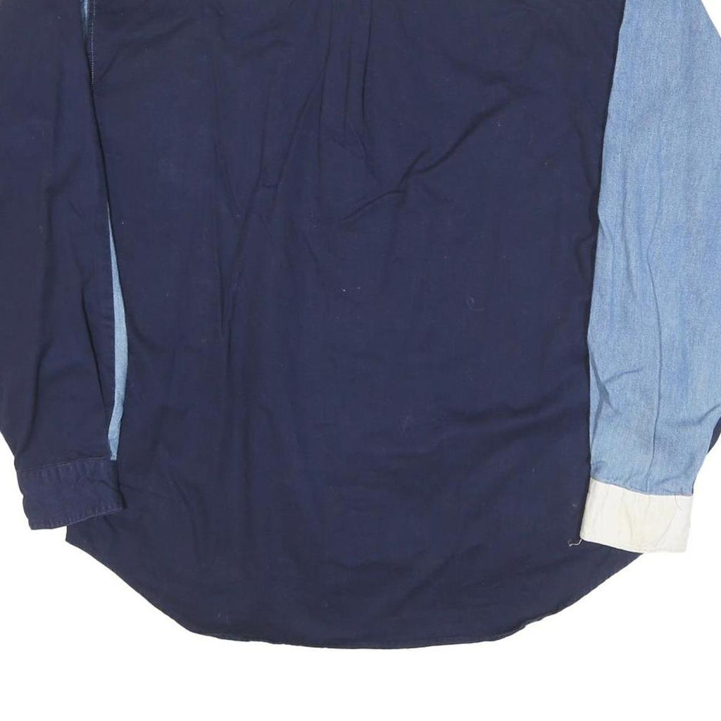 URGENT GEAR Mens Blue & White Striped Shirt M Button-Down Collar Casual Cotton