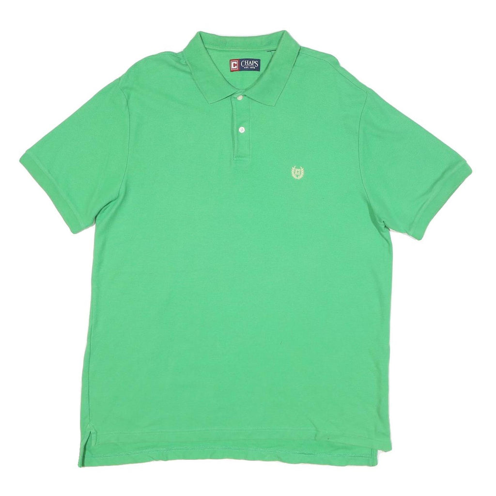 CHAPS Mens Green XL Short Sleeve Plain Polo Shirt Cotton Blend Classic Style