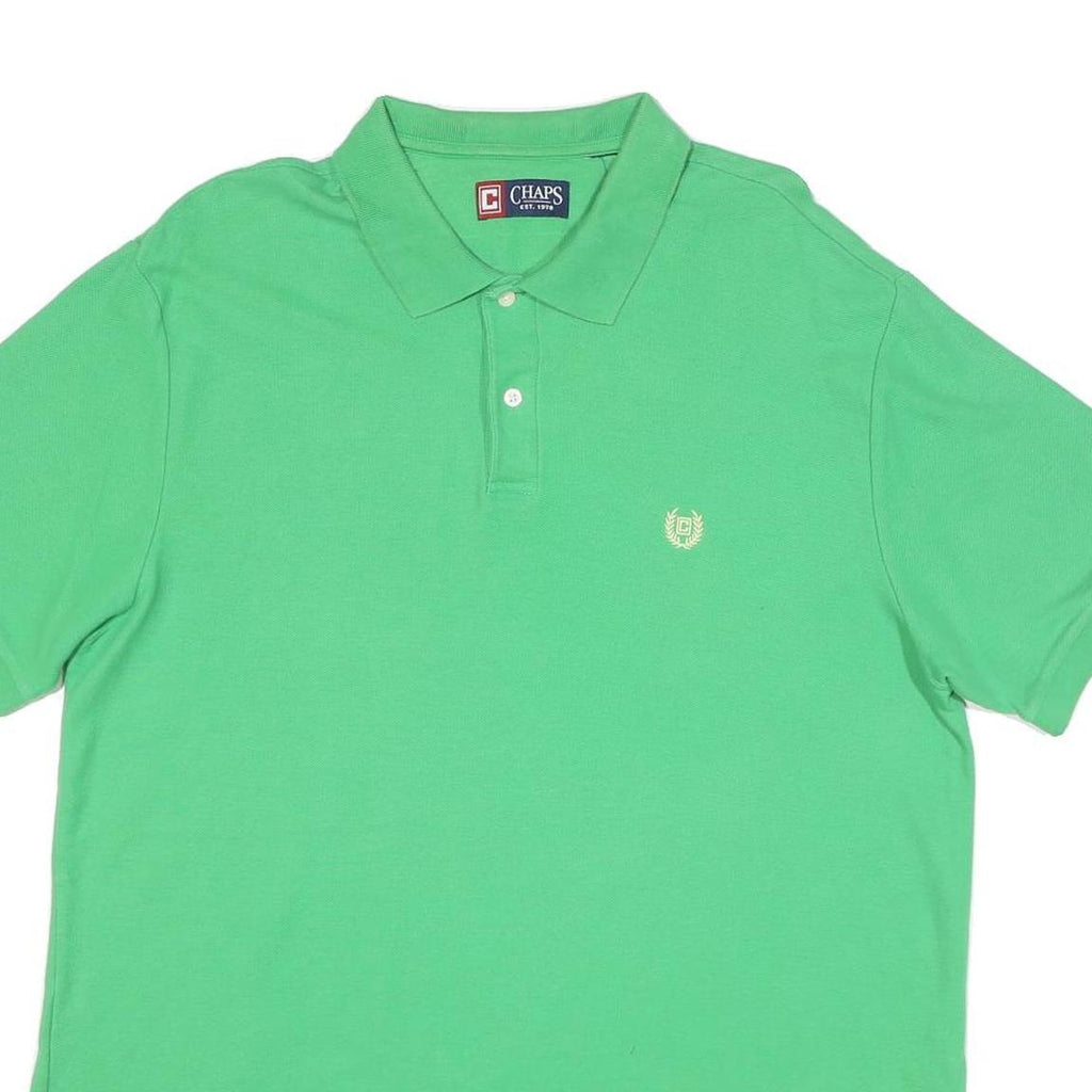 CHAPS Mens Green XL Short Sleeve Plain Polo Shirt Cotton Blend Classic Style