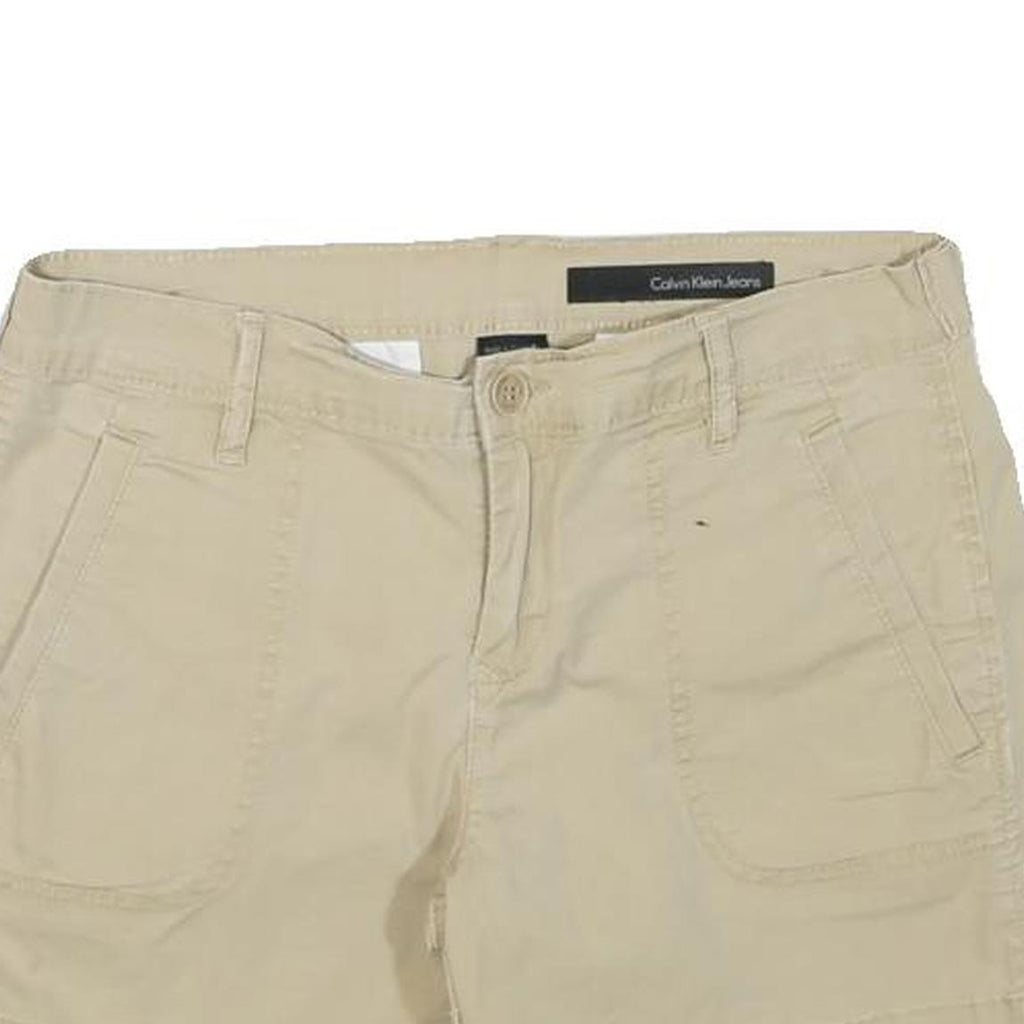 CALVIN KLEIN JEANS Womens Shorts Beige Casual Plain S W28 Summer Style